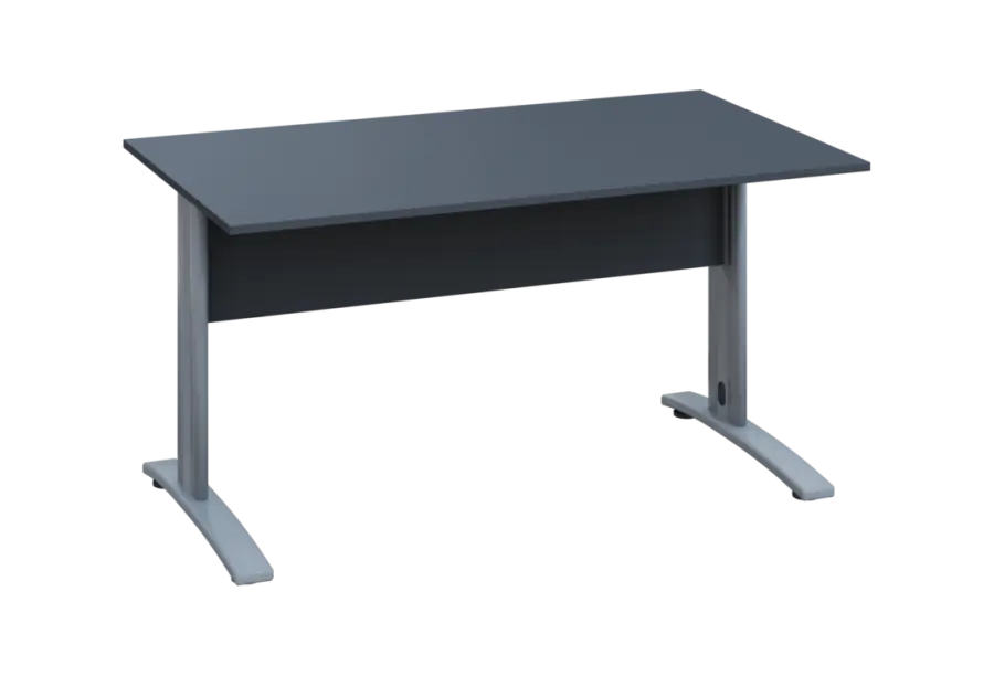 EPK 28 - 14 stůl kancelářský, kovová podnož stříbrná, deska 25 mm, široký 1400 mm, antracit